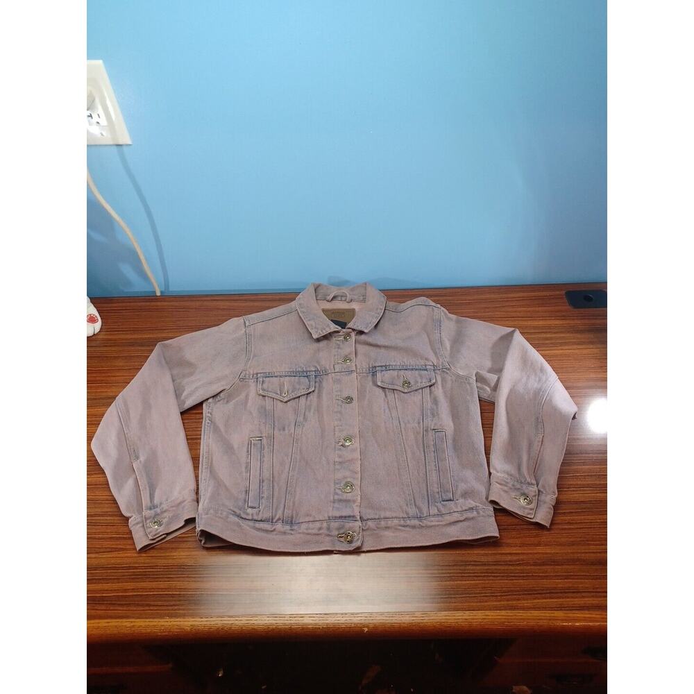 Route 66 Denim Jean Jacket Pink/Purple Size Medium Womens Button Up - Picture 7 of 9